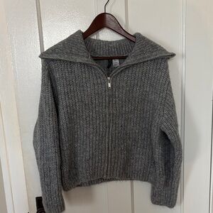 Divided Gray Zip-Up Cardigan Sweater